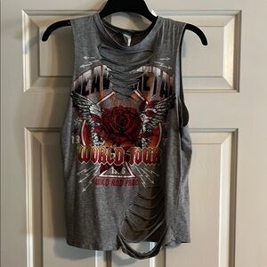 Gray Distressed Graphic Tank Top
